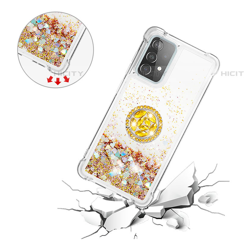 Custodia Silicone Cover Morbida Bling-Bling con Anello Supporto S01 per Samsung Galaxy A52 4G