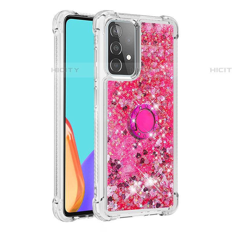 Custodia Silicone Cover Morbida Bling-Bling con Anello Supporto S01 per Samsung Galaxy A52 5G