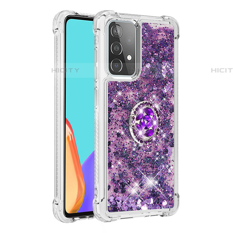 Custodia Silicone Cover Morbida Bling-Bling con Anello Supporto S01 per Samsung Galaxy A52 5G