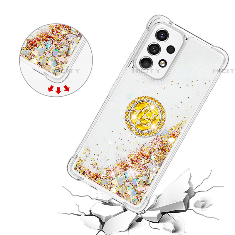 Custodia Silicone Cover Morbida Bling-Bling con Anello Supporto S01 per Samsung Galaxy A53 5G