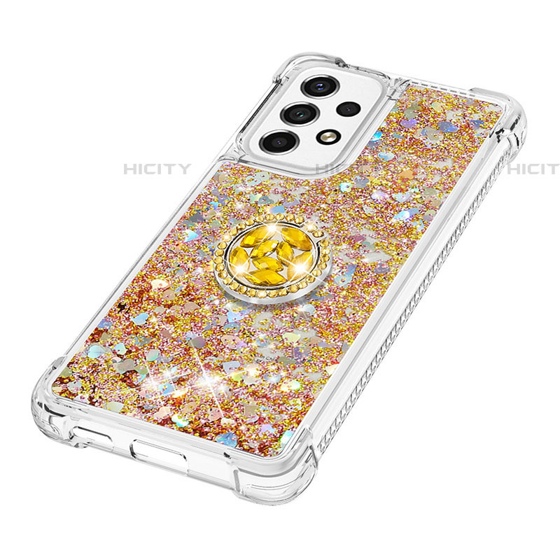 Custodia Silicone Cover Morbida Bling-Bling con Anello Supporto S01 per Samsung Galaxy A53 5G