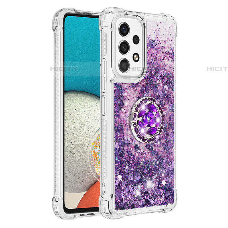 Custodia Silicone Cover Morbida Bling-Bling con Anello Supporto S01 per Samsung Galaxy A53 5G