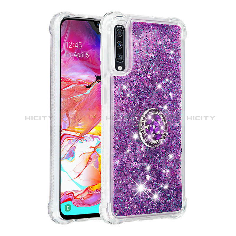 Custodia Silicone Cover Morbida Bling-Bling con Anello Supporto S01 per Samsung Galaxy A70S