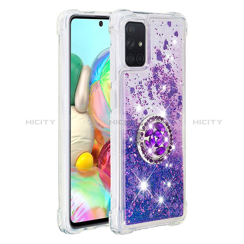 Custodia Silicone Cover Morbida Bling-Bling con Anello Supporto S01 per Samsung Galaxy A71 5G