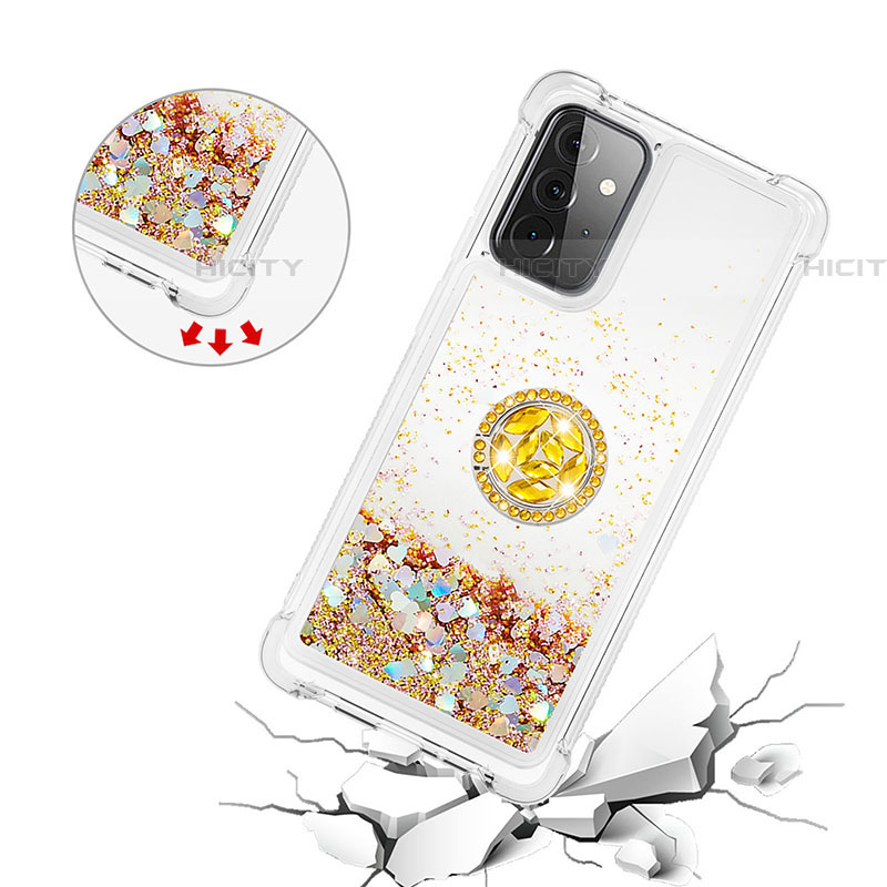 Custodia Silicone Cover Morbida Bling-Bling con Anello Supporto S01 per Samsung Galaxy A72 4G