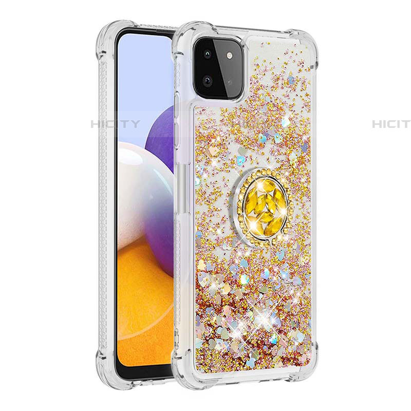 Custodia Silicone Cover Morbida Bling-Bling con Anello Supporto S01 per Samsung Galaxy F42 5G