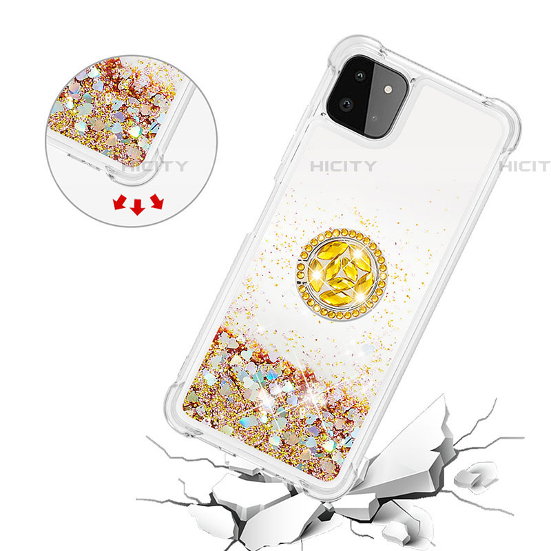 Custodia Silicone Cover Morbida Bling-Bling con Anello Supporto S01 per Samsung Galaxy F42 5G