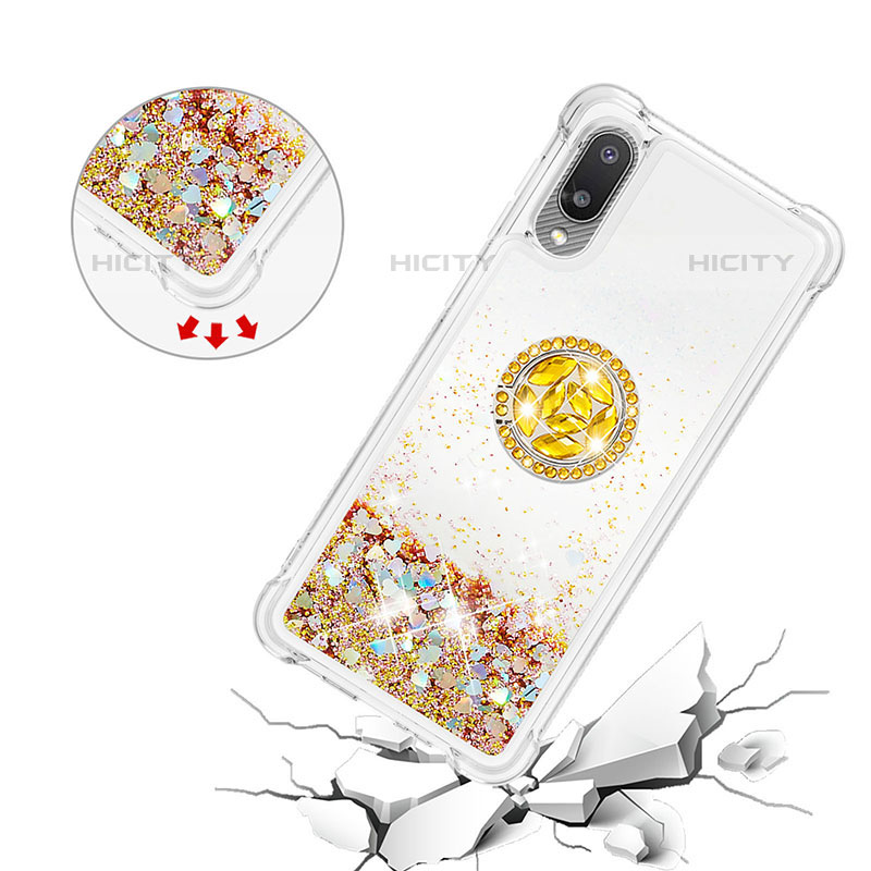 Custodia Silicone Cover Morbida Bling-Bling con Anello Supporto S01 per Samsung Galaxy M02