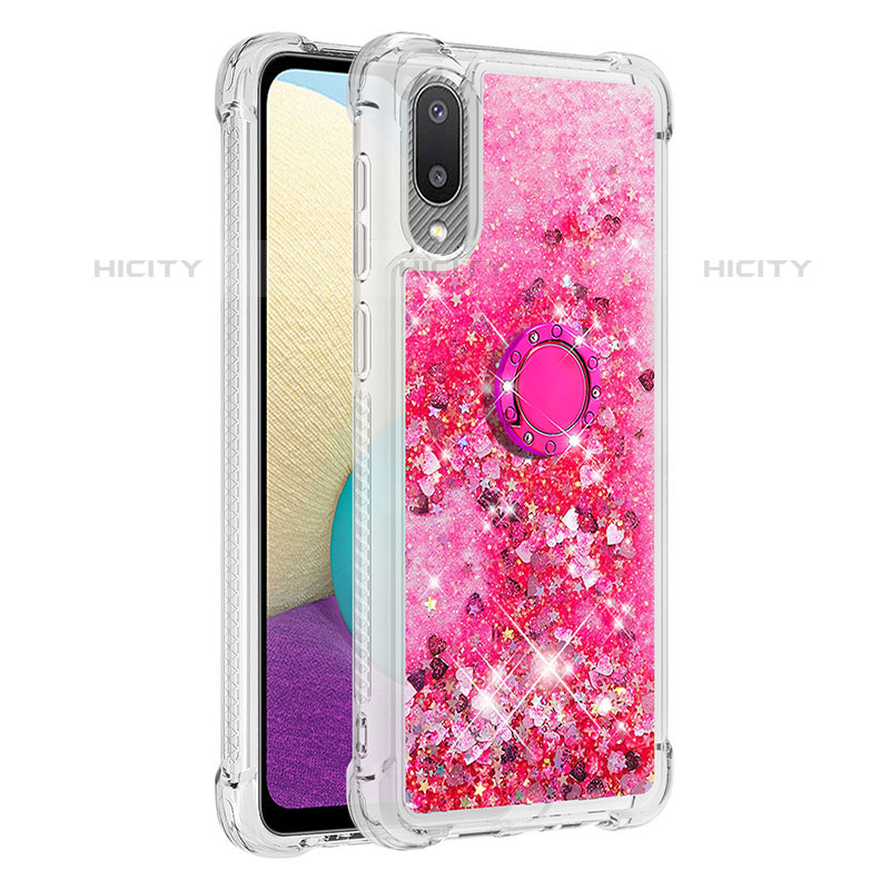 Custodia Silicone Cover Morbida Bling-Bling con Anello Supporto S01 per Samsung Galaxy M02