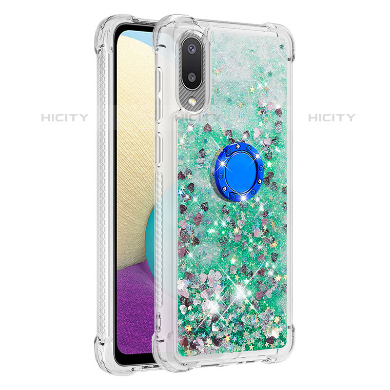 Custodia Silicone Cover Morbida Bling-Bling con Anello Supporto S01 per Samsung Galaxy M02