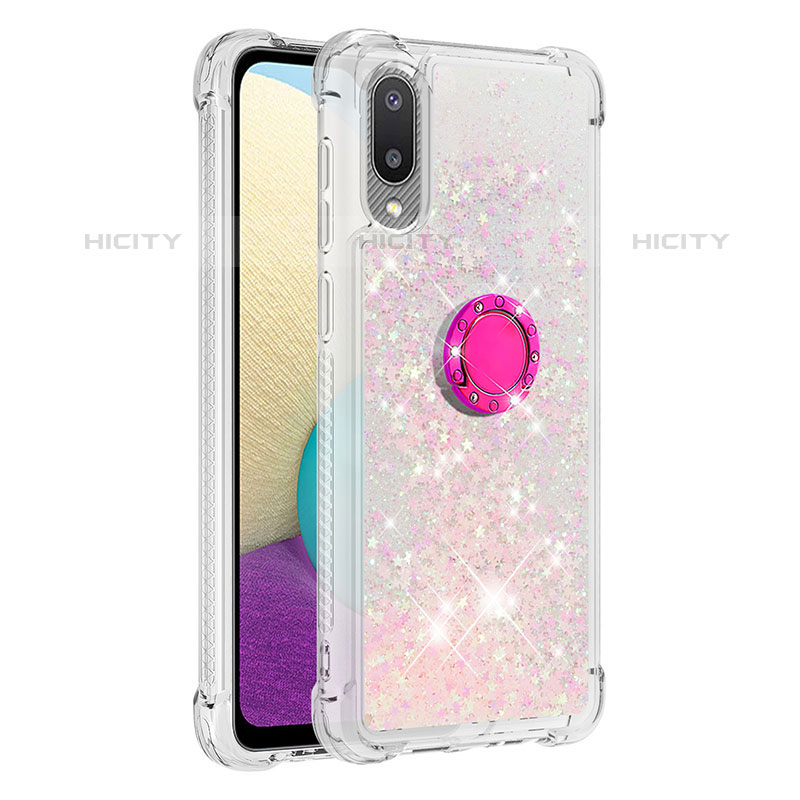 Custodia Silicone Cover Morbida Bling-Bling con Anello Supporto S01 per Samsung Galaxy M02