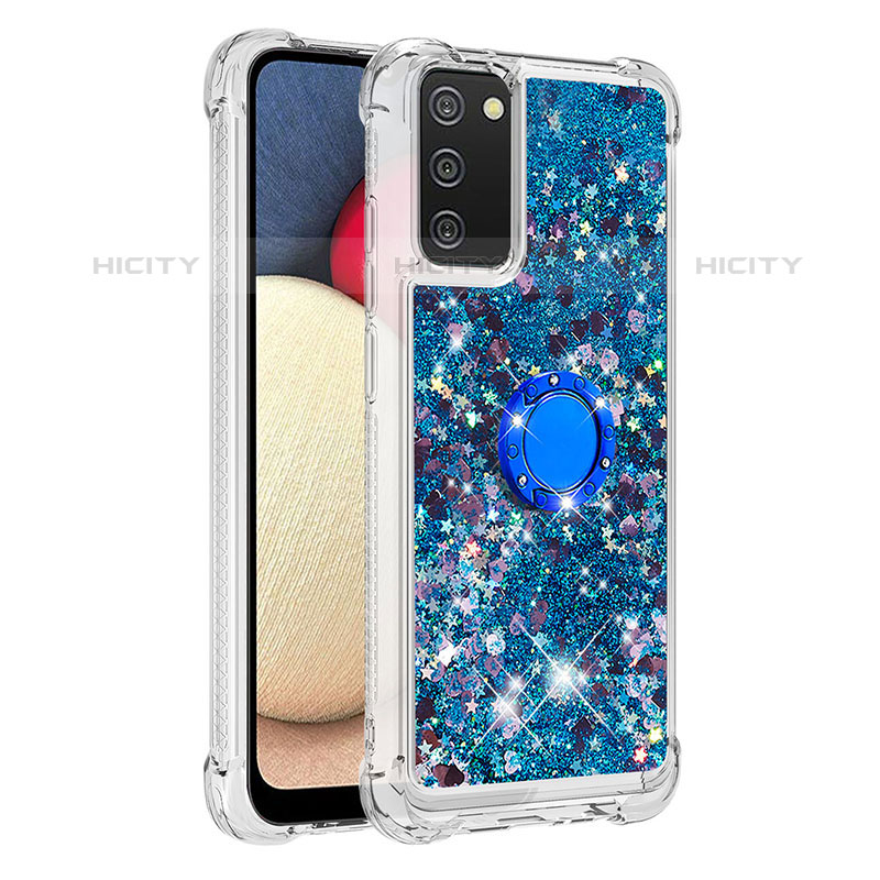 Custodia Silicone Cover Morbida Bling-Bling con Anello Supporto S01 per Samsung Galaxy M02s