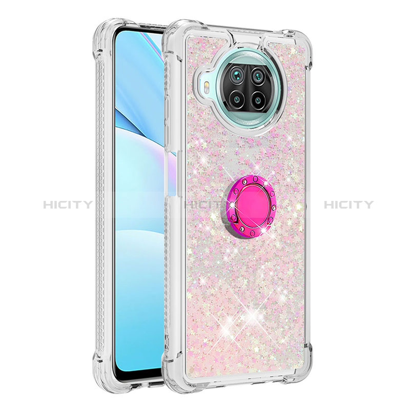 Custodia Silicone Cover Morbida Bling-Bling con Anello Supporto S01 per Xiaomi Mi 10T Lite 5G Rosa