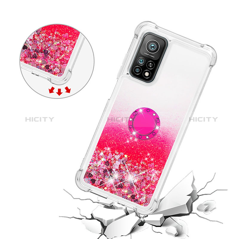 Custodia Silicone Cover Morbida Bling-Bling con Anello Supporto S01 per Xiaomi Mi 10T Pro 5G