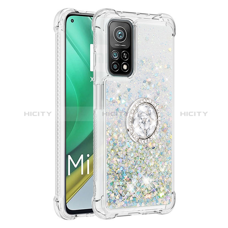 Custodia Silicone Cover Morbida Bling-Bling con Anello Supporto S01 per Xiaomi Mi 10T Pro 5G