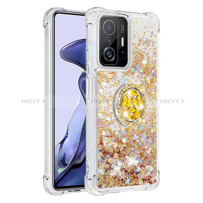 Custodia Silicone Cover Morbida Bling-Bling con Anello Supporto S01 per Xiaomi Mi 11T 5G