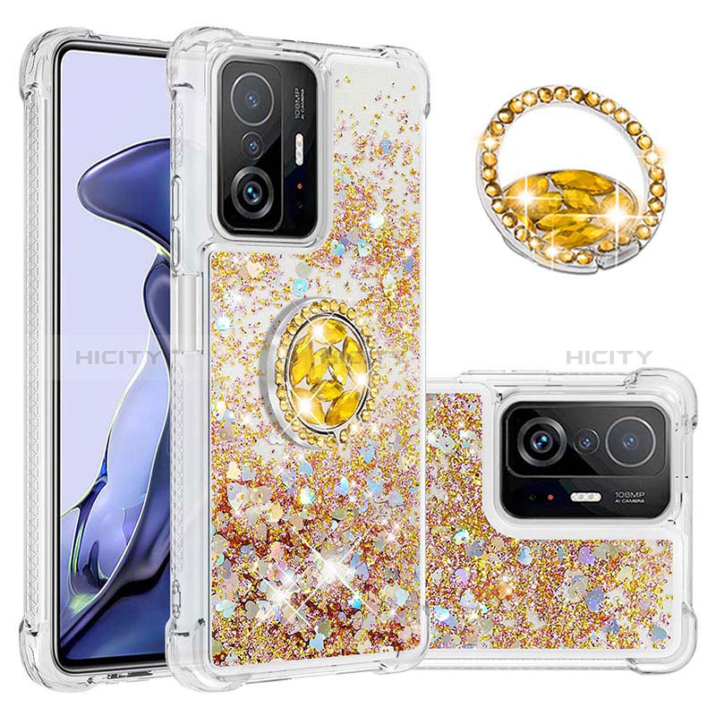 Custodia Silicone Cover Morbida Bling-Bling con Anello Supporto S01 per Xiaomi Mi 11T 5G