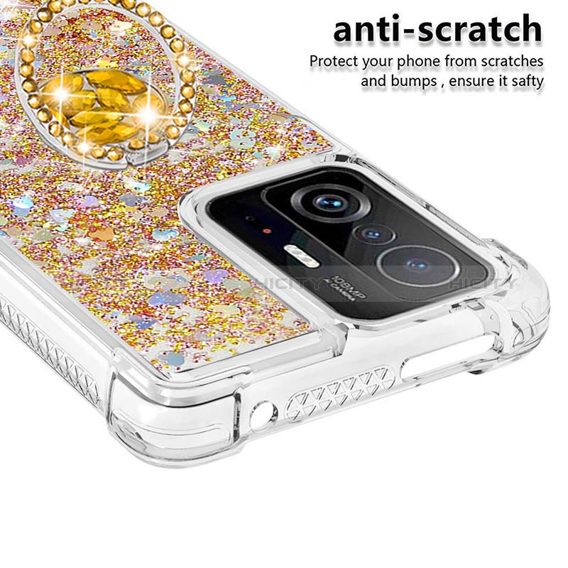 Custodia Silicone Cover Morbida Bling-Bling con Anello Supporto S01 per Xiaomi Mi 11T 5G