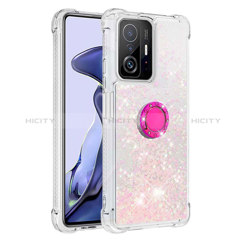 Custodia Silicone Cover Morbida Bling-Bling con Anello Supporto S01 per Xiaomi Mi 11T 5G