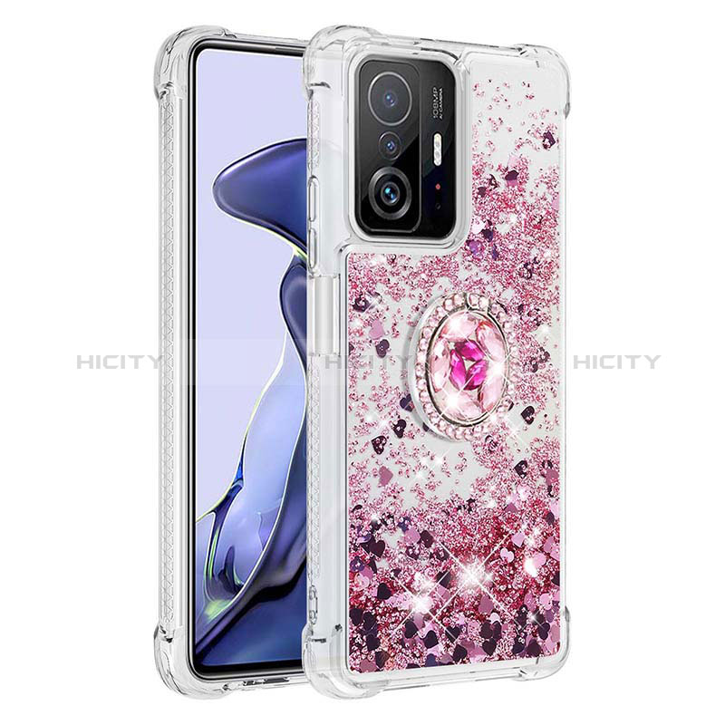 Custodia Silicone Cover Morbida Bling-Bling con Anello Supporto S01 per Xiaomi Mi 11T 5G