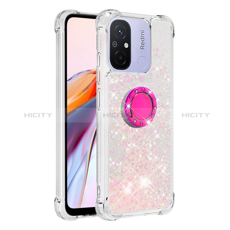 Custodia Silicone Cover Morbida Bling-Bling con Anello Supporto S01 per Xiaomi Poco C55