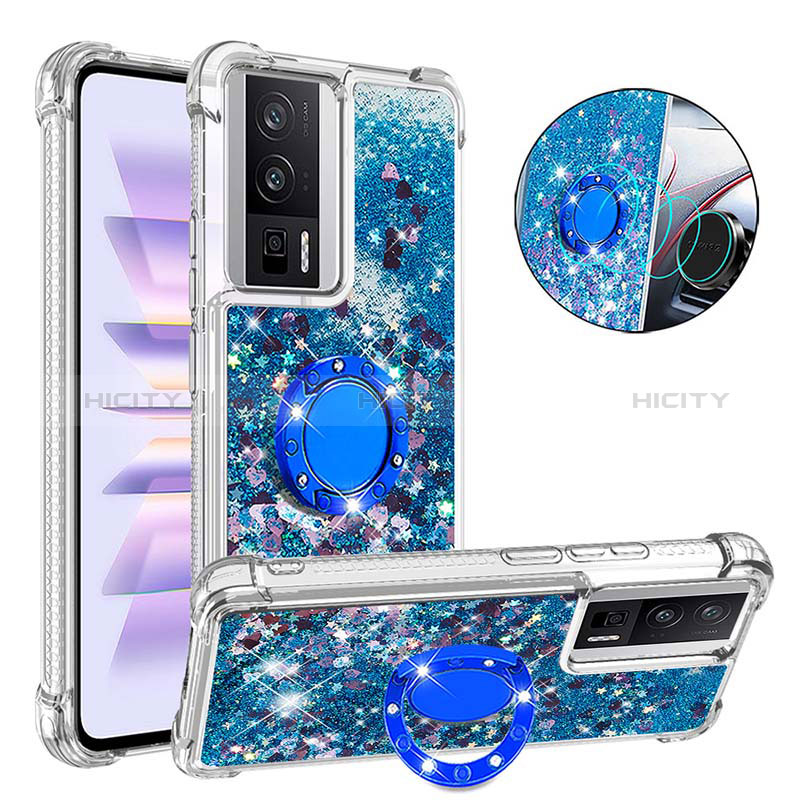 Custodia Silicone Cover Morbida Bling-Bling con Anello Supporto S01 per Xiaomi Poco F5 Pro 5G