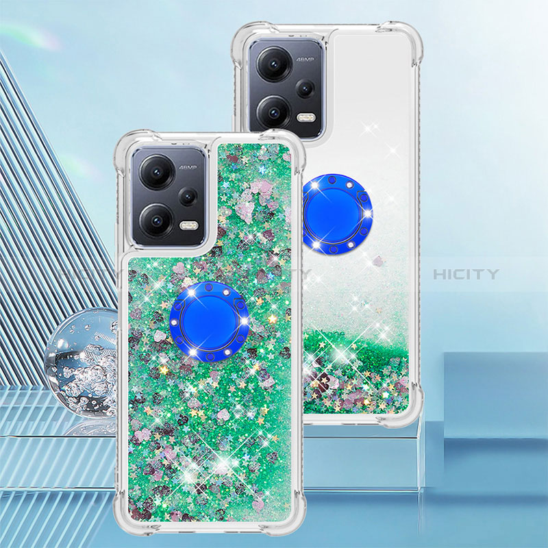 Custodia Silicone Cover Morbida Bling-Bling con Anello Supporto S01 per Xiaomi Poco X5 5G