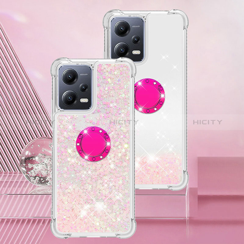 Custodia Silicone Cover Morbida Bling-Bling con Anello Supporto S01 per Xiaomi Poco X5 5G