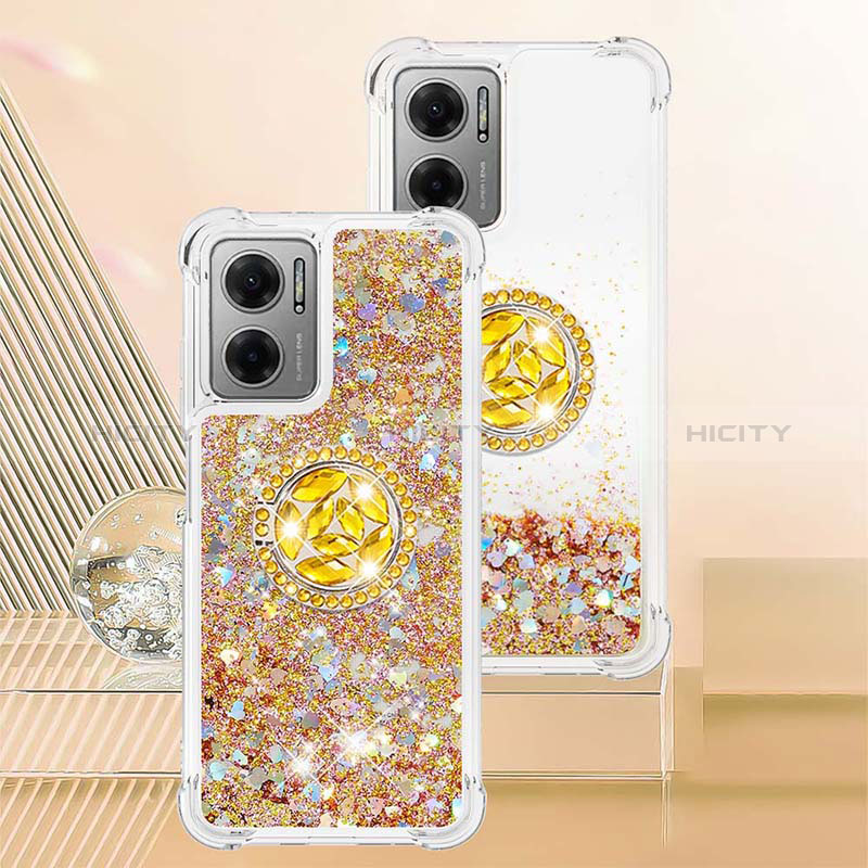 Custodia Silicone Cover Morbida Bling-Bling con Anello Supporto S01 per Xiaomi Redmi 10 Prime Plus 5G