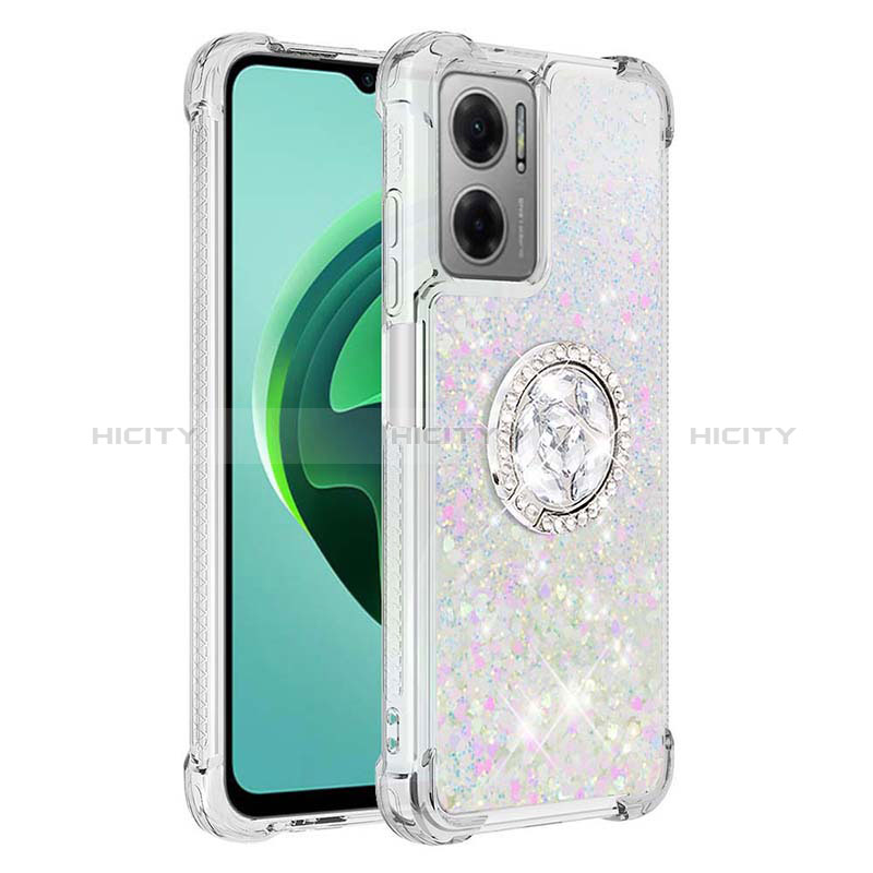 Custodia Silicone Cover Morbida Bling-Bling con Anello Supporto S01 per Xiaomi Redmi 10 Prime Plus 5G