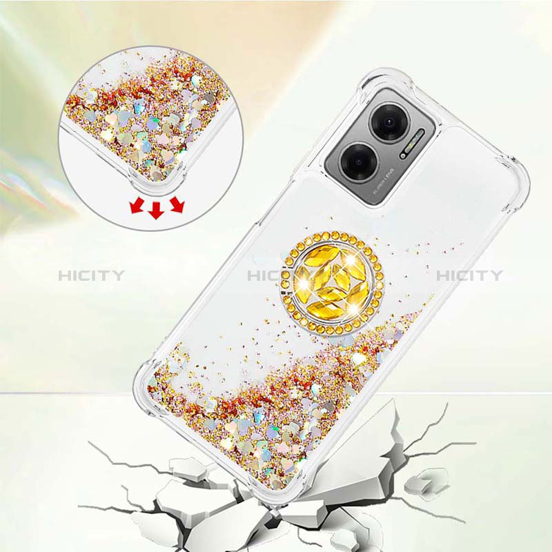 Custodia Silicone Cover Morbida Bling-Bling con Anello Supporto S01 per Xiaomi Redmi 10 Prime Plus 5G