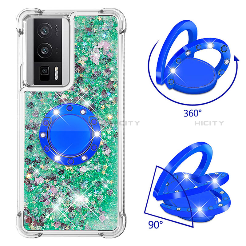 Custodia Silicone Cover Morbida Bling-Bling con Anello Supporto S01 per Xiaomi Redmi K60 5G