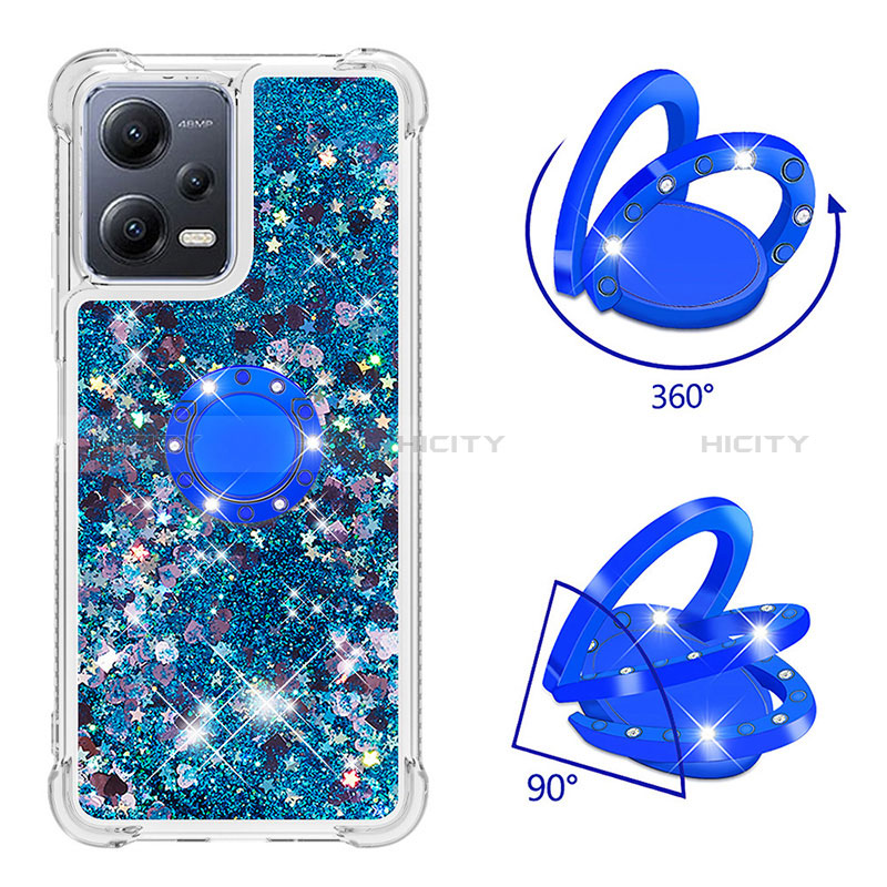 Custodia Silicone Cover Morbida Bling-Bling con Anello Supporto S01 per Xiaomi Redmi Note 12 5G