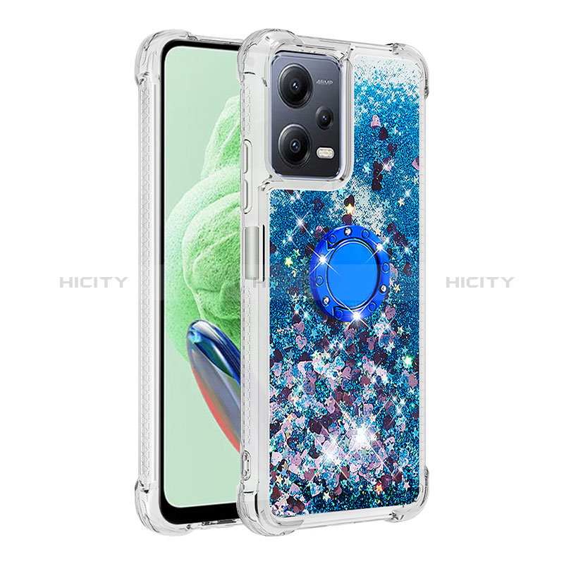 Custodia Silicone Cover Morbida Bling-Bling con Anello Supporto S01 per Xiaomi Redmi Note 12 5G