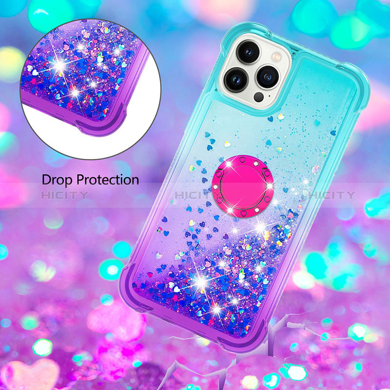 Custodia Silicone Cover Morbida Bling-Bling con Anello Supporto S02 per Apple iPhone 13 Pro Max