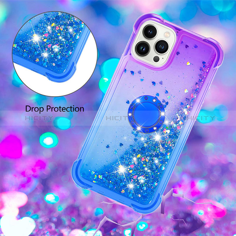 Custodia Silicone Cover Morbida Bling-Bling con Anello Supporto S02 per Apple iPhone 15 Pro Max