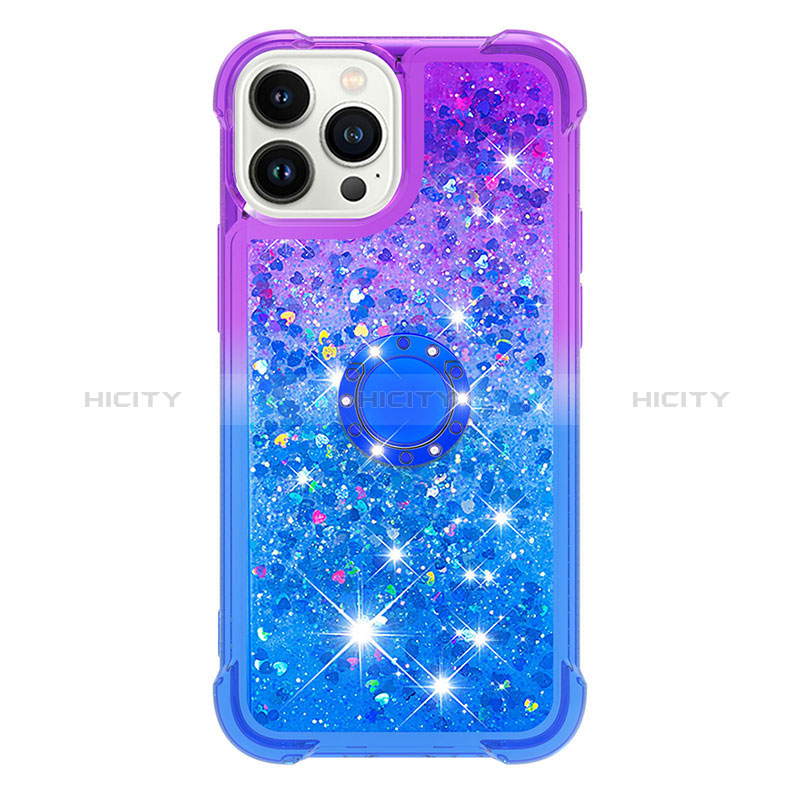 Custodia Silicone Cover Morbida Bling-Bling con Anello Supporto S02 per Apple iPhone 16 Pro