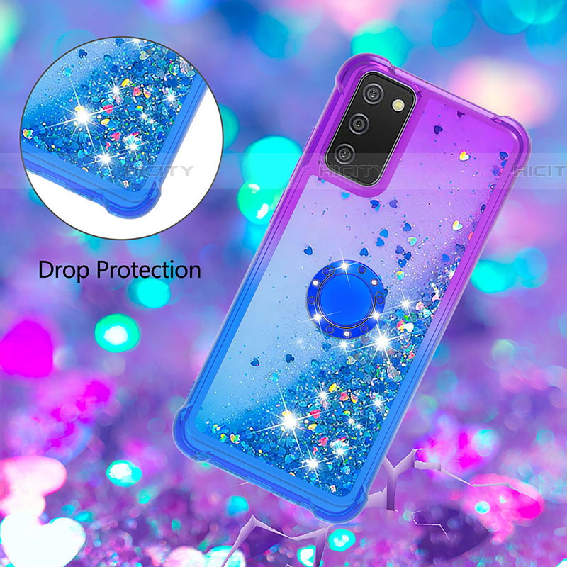 Custodia Silicone Cover Morbida Bling-Bling con Anello Supporto S02 per Samsung Galaxy A03s