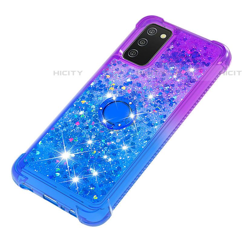 Custodia Silicone Cover Morbida Bling-Bling con Anello Supporto S02 per Samsung Galaxy A03s