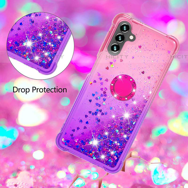 Custodia Silicone Cover Morbida Bling-Bling con Anello Supporto S02 per Samsung Galaxy A04s