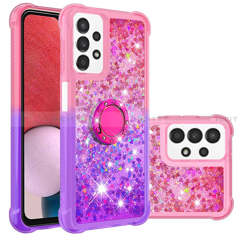 Custodia Silicone Cover Morbida Bling-Bling con Anello Supporto S02 per Samsung Galaxy A13 4G