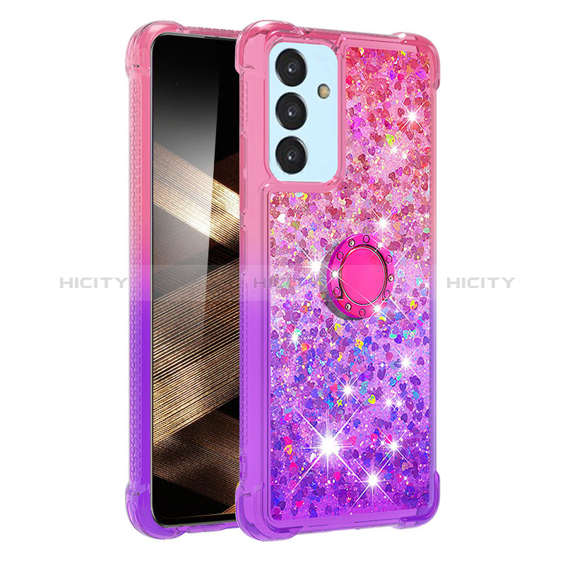 Custodia Silicone Cover Morbida Bling-Bling con Anello Supporto S02 per Samsung Galaxy A15 LTE