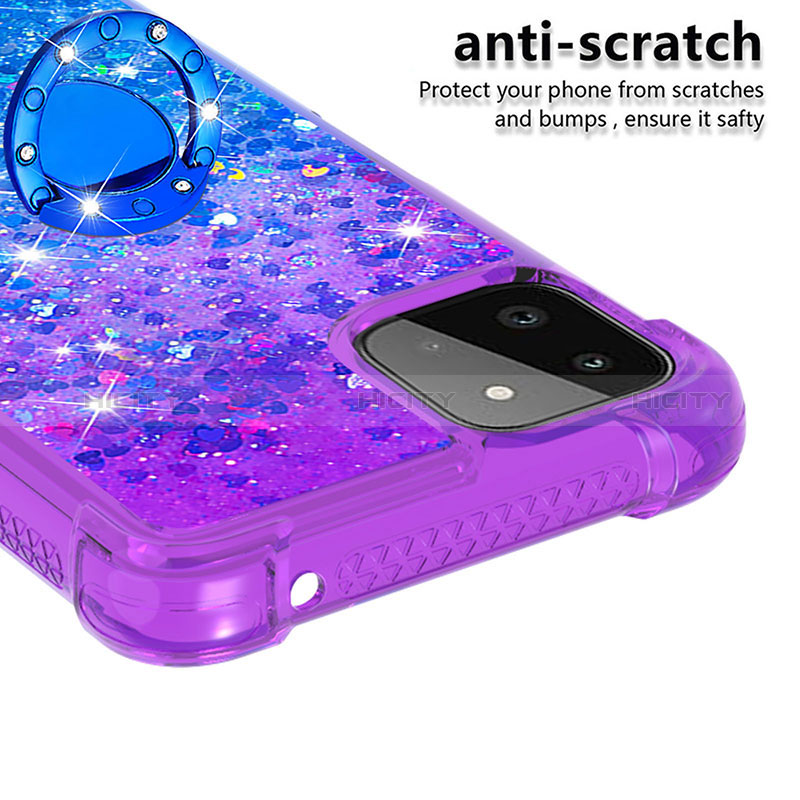 Custodia Silicone Cover Morbida Bling-Bling con Anello Supporto S02 per Samsung Galaxy A22s 5G