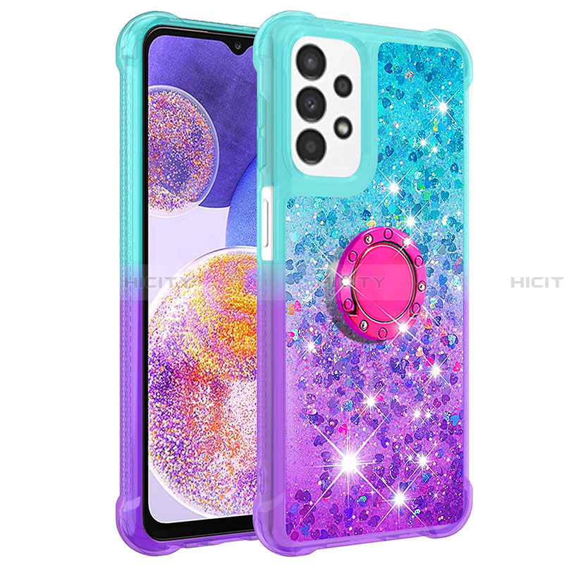 Custodia Silicone Cover Morbida Bling-Bling con Anello Supporto S02 per Samsung Galaxy A23 4G