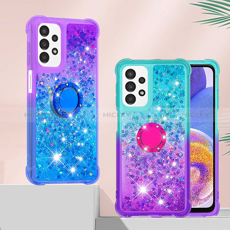 Custodia Silicone Cover Morbida Bling-Bling con Anello Supporto S02 per Samsung Galaxy A23 5G