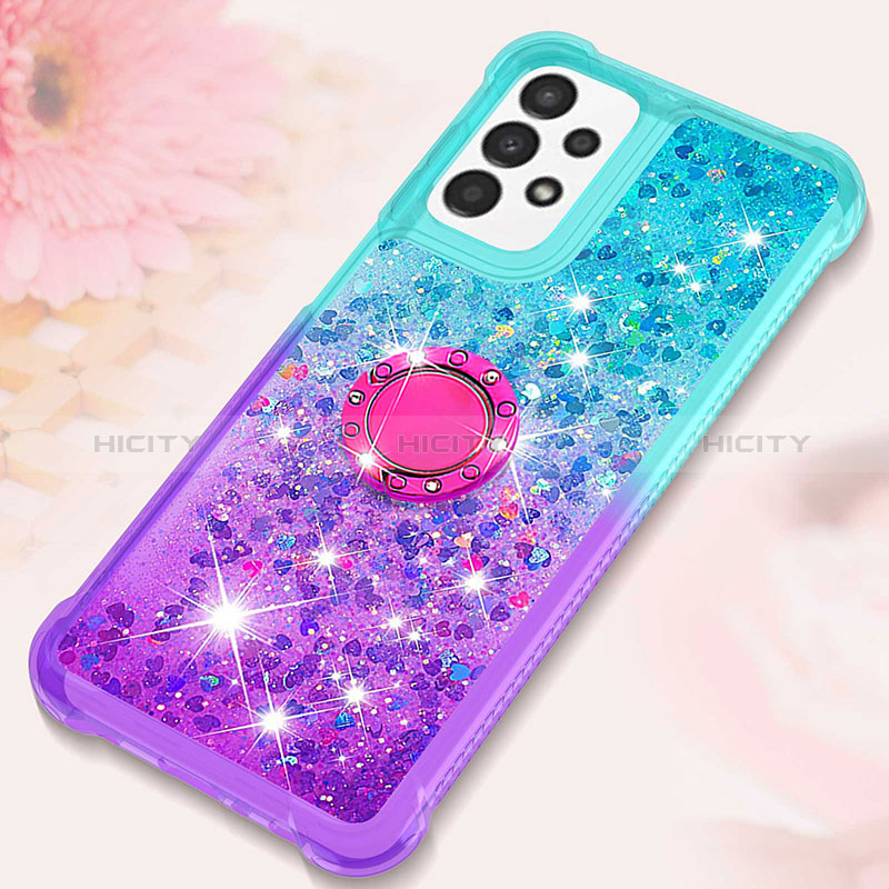 Custodia Silicone Cover Morbida Bling-Bling con Anello Supporto S02 per Samsung Galaxy A23 5G