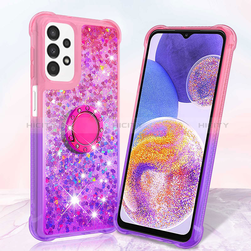 Custodia Silicone Cover Morbida Bling-Bling con Anello Supporto S02 per Samsung Galaxy A23 5G