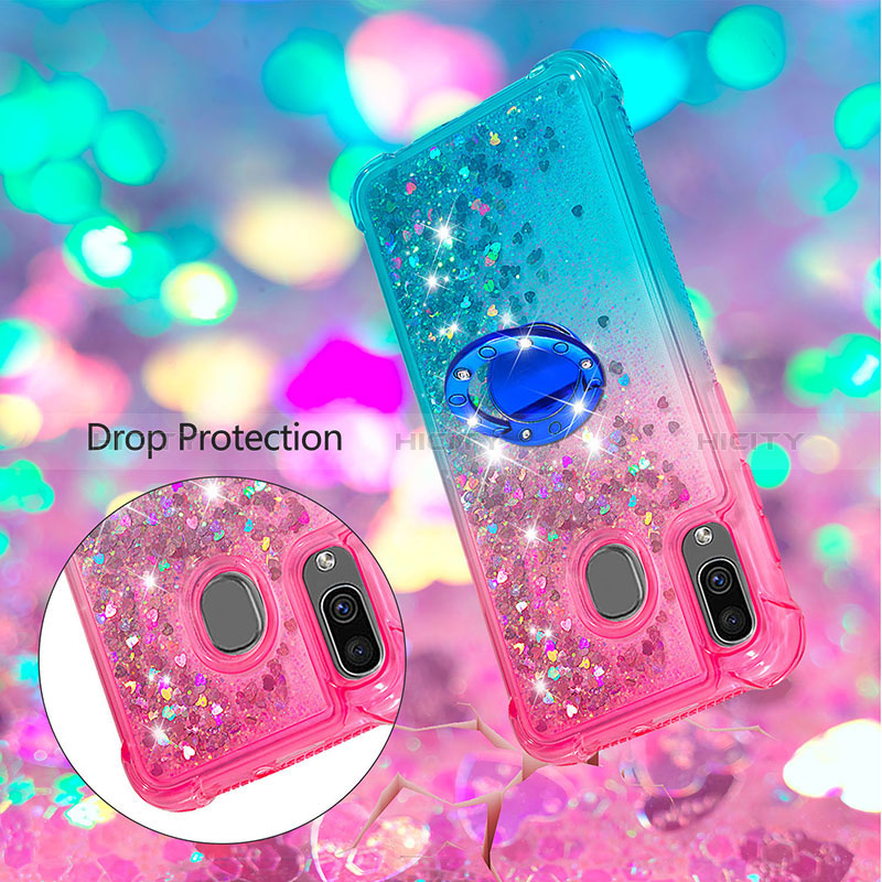 Custodia Silicone Cover Morbida Bling-Bling con Anello Supporto S02 per Samsung Galaxy A30