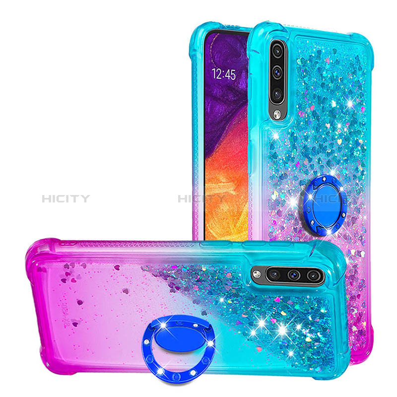 Custodia Silicone Cover Morbida Bling-Bling con Anello Supporto S02 per Samsung Galaxy A30S