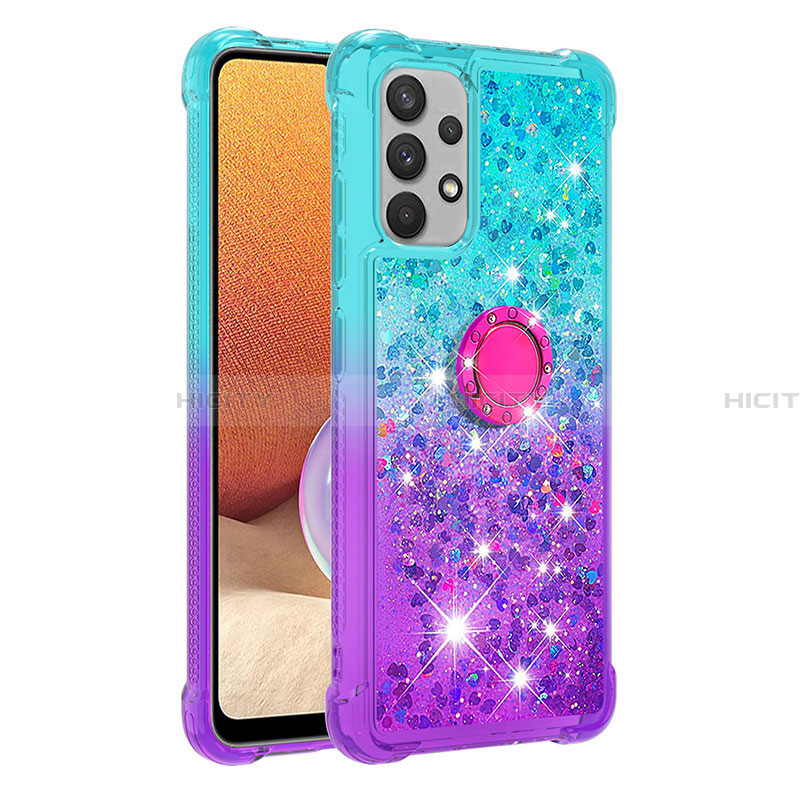 Custodia Silicone Cover Morbida Bling-Bling con Anello Supporto S02 per Samsung Galaxy A32 4G